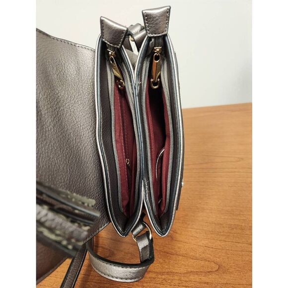 Kate Spade New York Satchel Zipper Fringe Shoulder Crossbody Silver/Grey Purse L - Picture 5 of 11